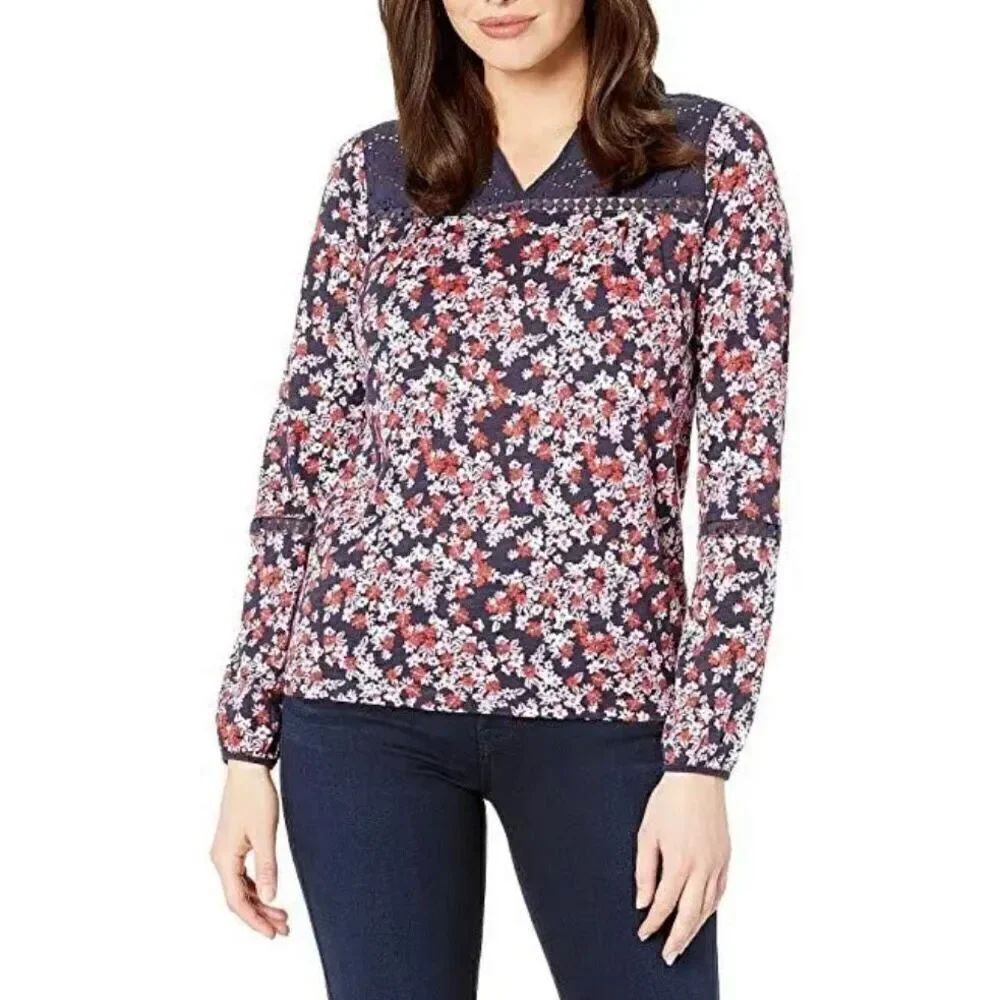Joules dolly ditsy floral eyelet collar blouse size 12